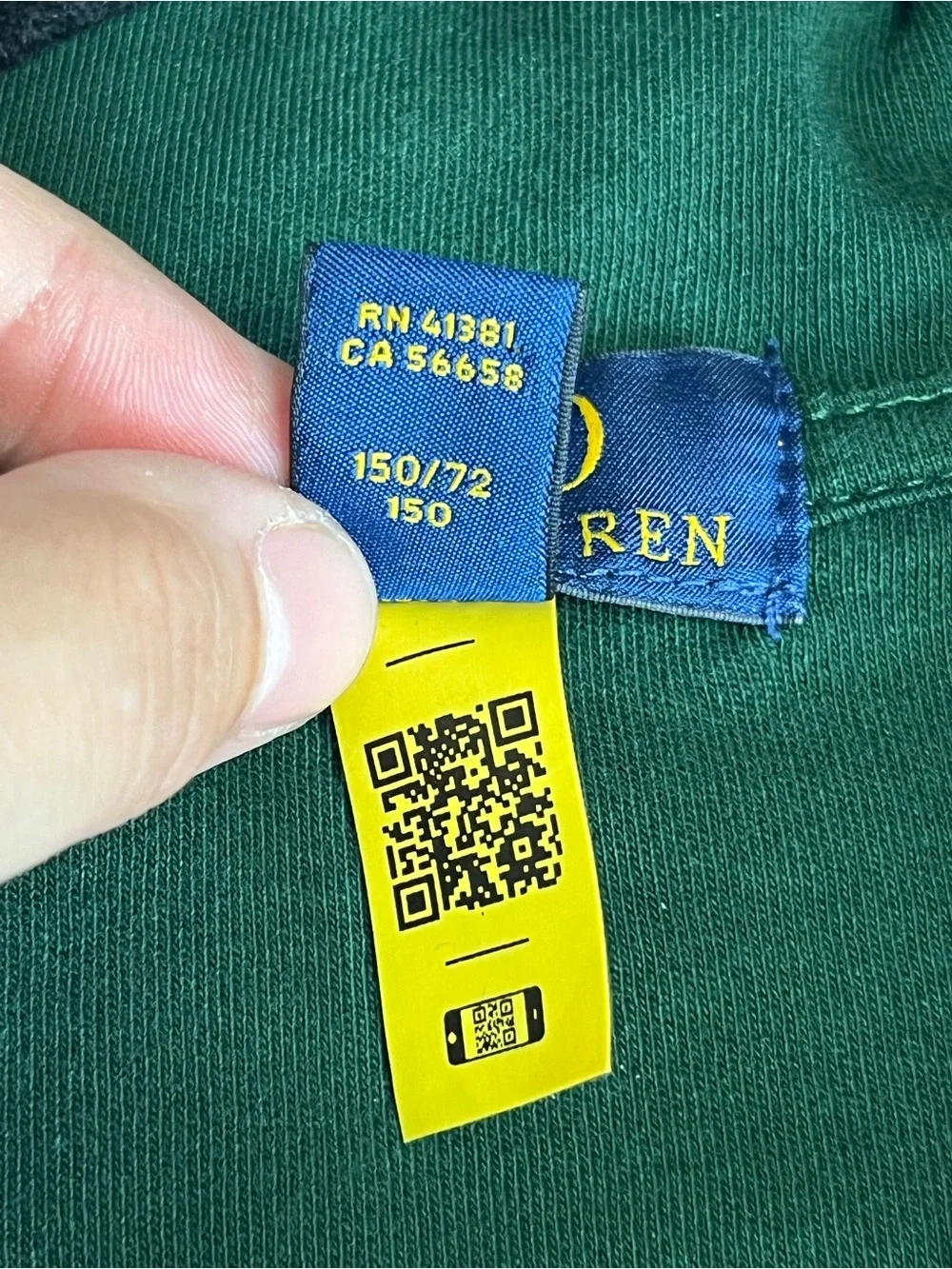 Polo Ralph Lauren Kids Quarter Zip Pullover Green Cotton M 10-12